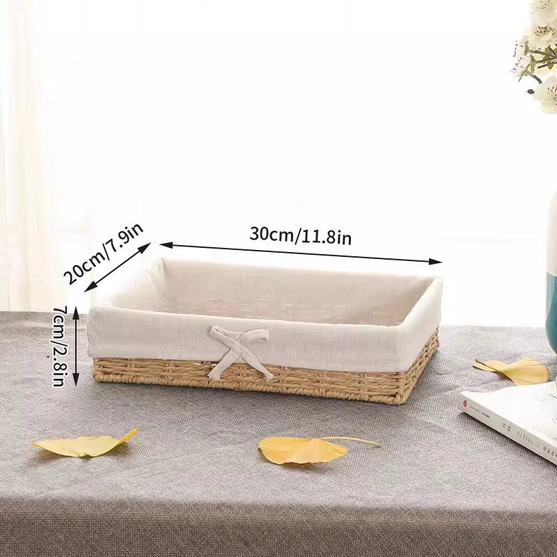Woven Storage Baskets with Linen Liners | Natural Organizer Bins
