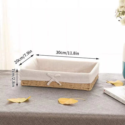 Woven Storage Baskets with Linen Liners | Natural Organizer Bins