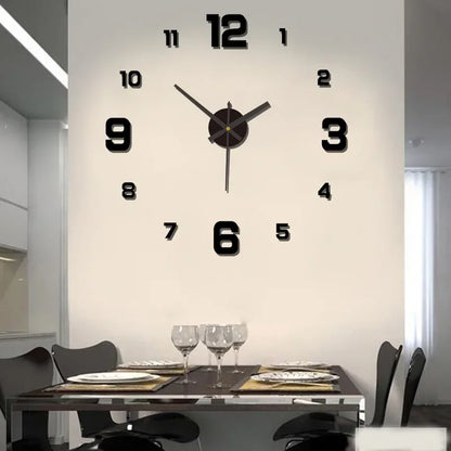 Modern Frameless DIY Wall Clock | Large 3D Silent Wall Decor