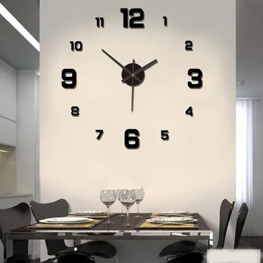 Modern Frameless DIY Wall Clock | Large 3D Silent Wall Decor