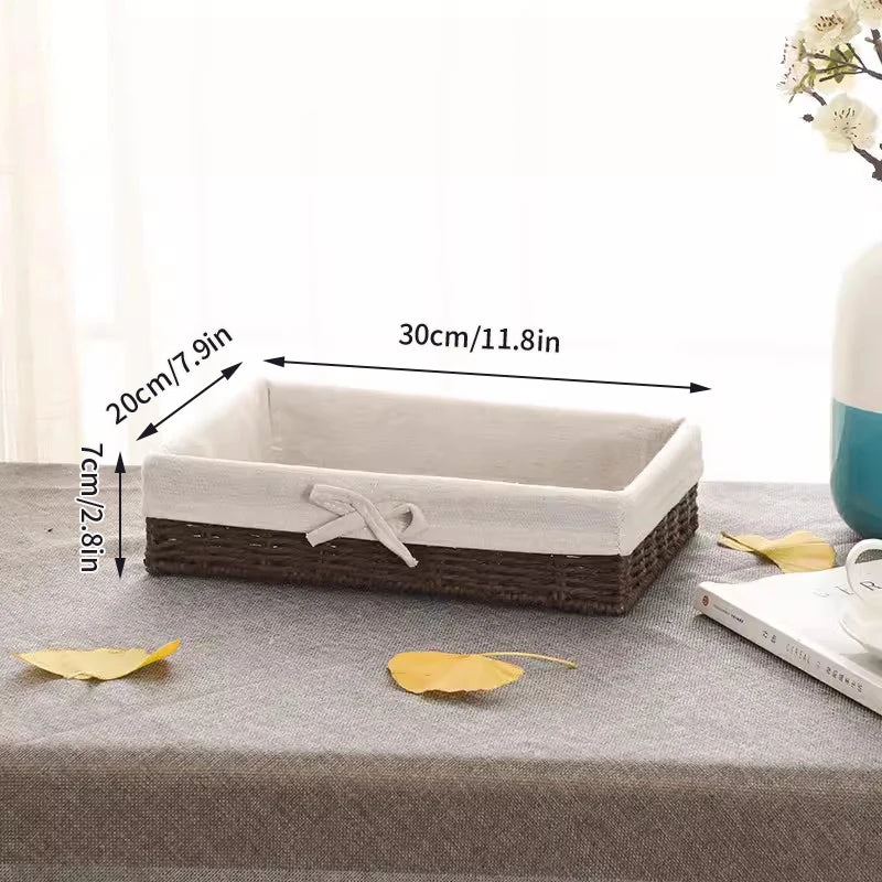 Woven Storage Baskets with Linen Liners | Natural Organizer Bins