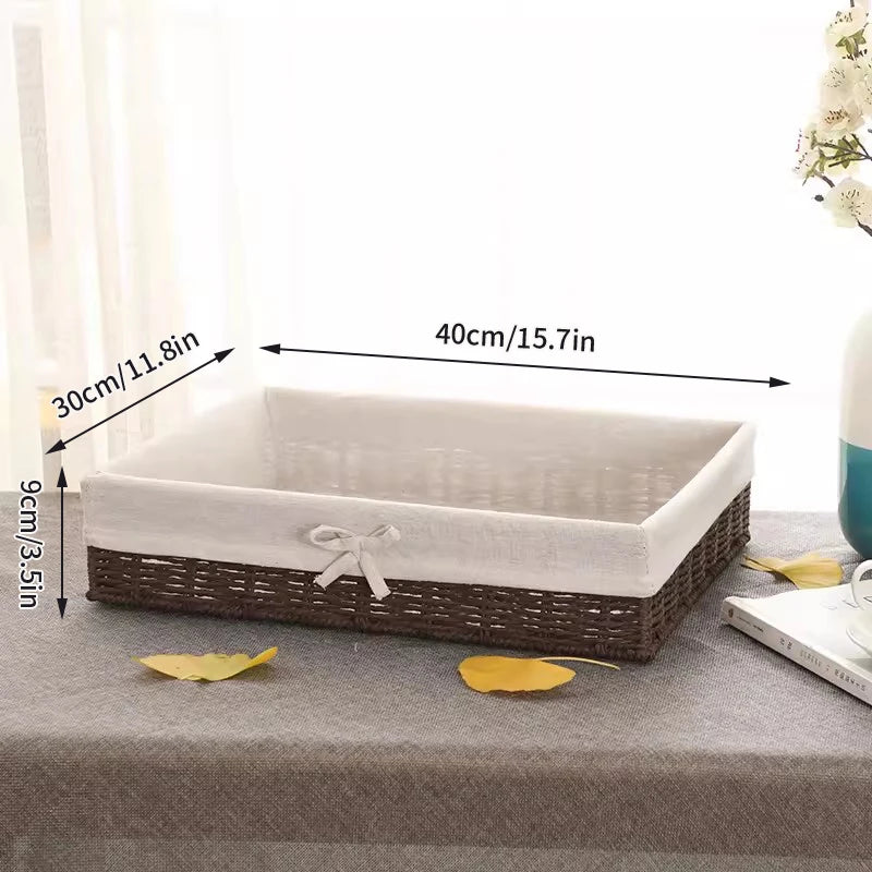 Woven Storage Baskets with Linen Liners | Natural Organizer Bins