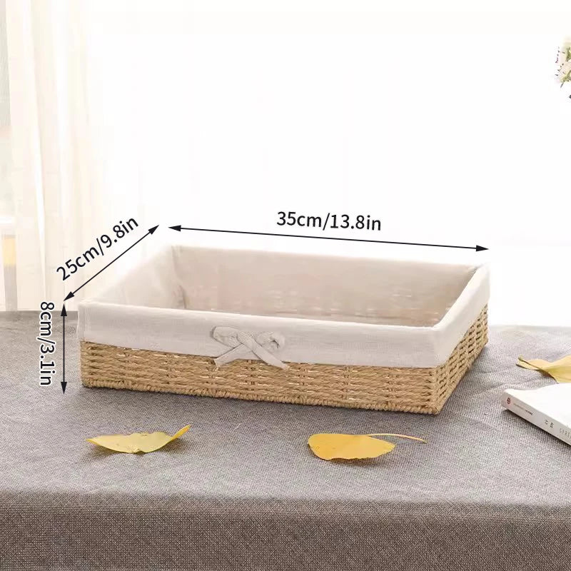 Woven Storage Baskets with Linen Liners | Natural Organizer Bins