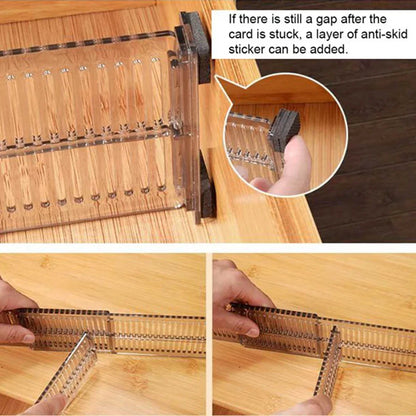 Adjustable Expandable Drawer Dividers | Clear & Metal Organizer (27.5-51cm) for Home, Kitchen & Office