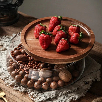 Stackable Glass Food Storage Jars with Wooden Lid – Airtight Snack, Nut & Candy Organizer