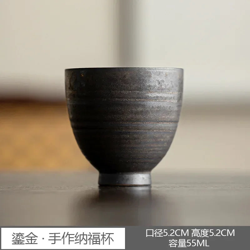 Handmade Ceramic Tea Cup – Gilded Glaze Kung Fu Style Teaware