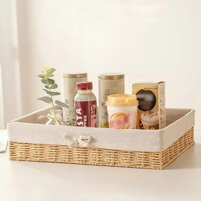 Woven Storage Baskets with Linen Liners | Natural Organizer Bins