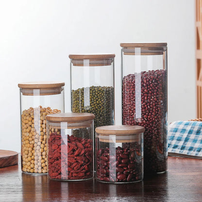 Airtight Glass Canisters with Bamboo Lids | Modern Pantry Storage Jars