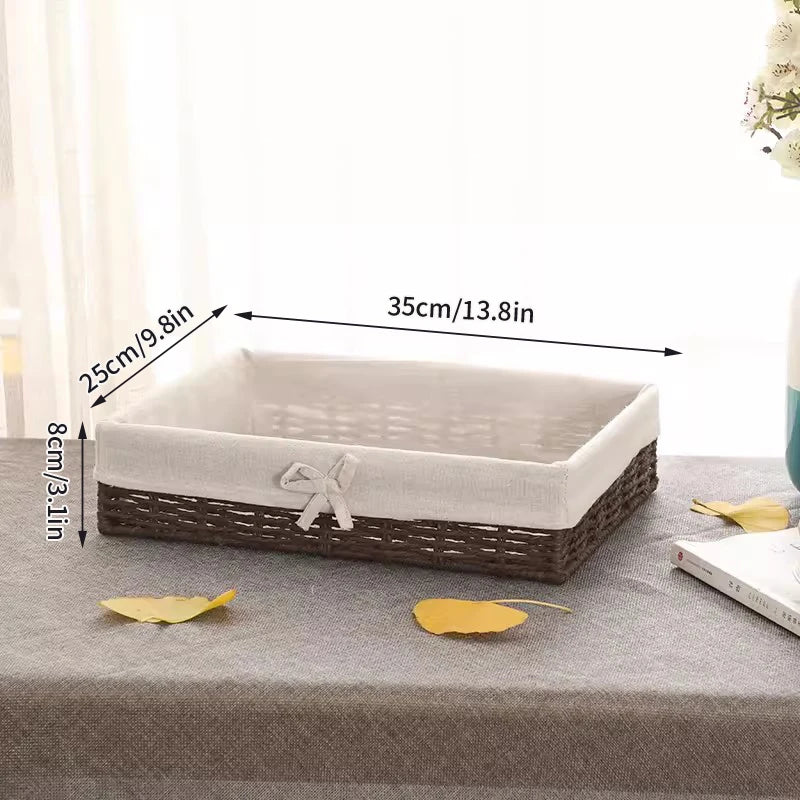 Woven Storage Baskets with Linen Liners | Natural Organizer Bins
