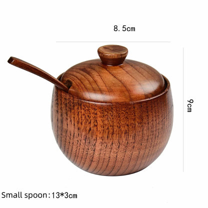 Wooden Salt Cellar & Spice Jar with Lid | Vintage-Style Kitchen Canister