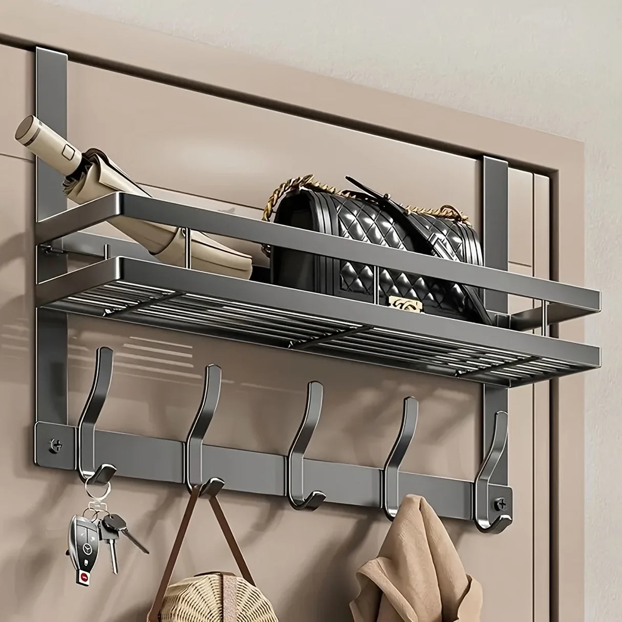 Easy-Install Over-the-Door Hook Rack | Multi-Purpose Storage Organizer