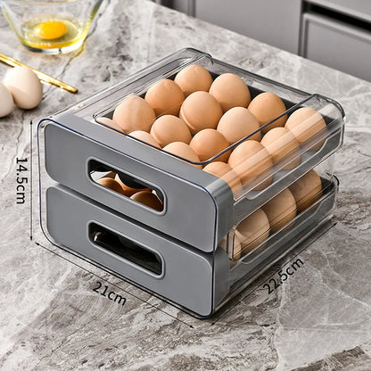 Stackable Egg Organizer Drawer for Refrigerators | Clear Storage Holder