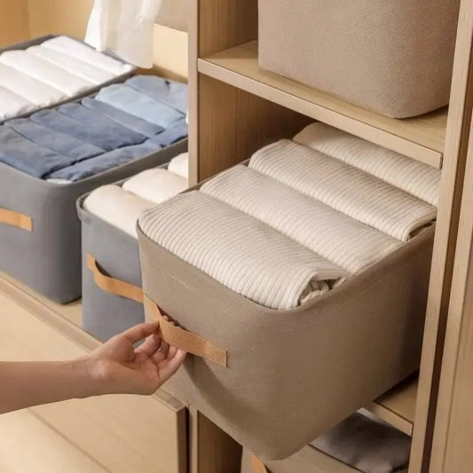 Foldable Fabric Storage Bins with Steel Frame | Stackable Closet Organizers