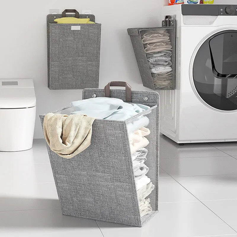 Foldable Wall-Mounted Laundry Hamper | Space-Saving Mesh Basket
