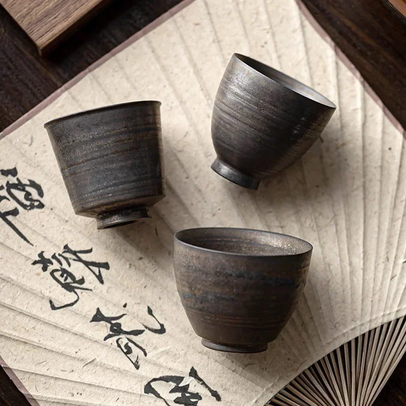 Handmade Ceramic Tea Cup – Gilded Glaze Kung Fu Style Teaware