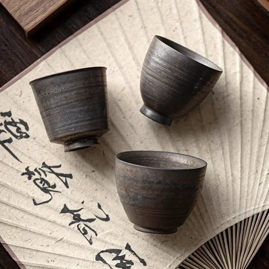 Handmade Ceramic Tea Cup – Gilded Glaze Kung Fu Style Teaware