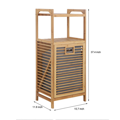 Bamboo Laundry Hamper with Shelves | Tilt-Out Storage Cabinet