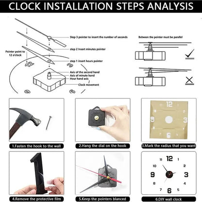 Modern Frameless DIY Wall Clock | Large 3D Silent Wall Decor
