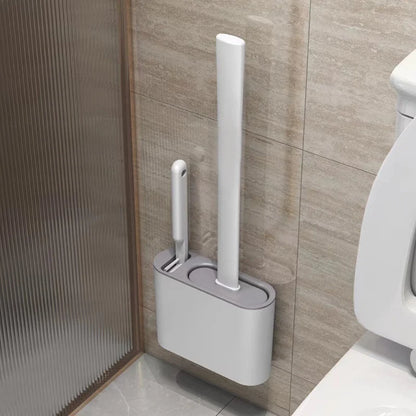 Modern Silicone Toilet Brush with Wall-Mounted Holder | Hygienic Cleaning Set